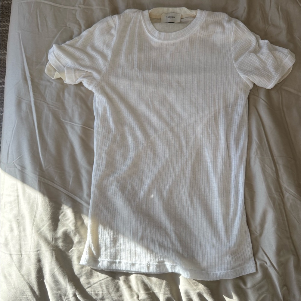 DISSH Cream Ribbed Knit Top